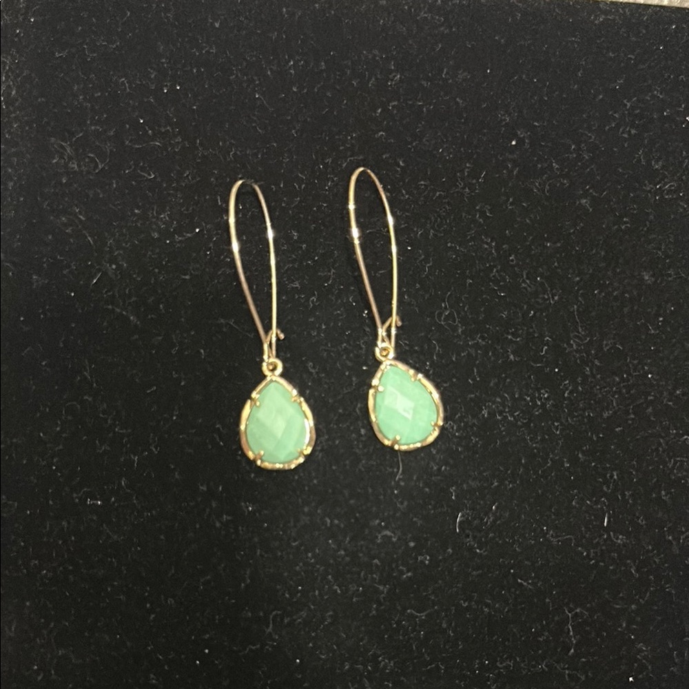 Kendra Scott Gold and Green Drop Earrings